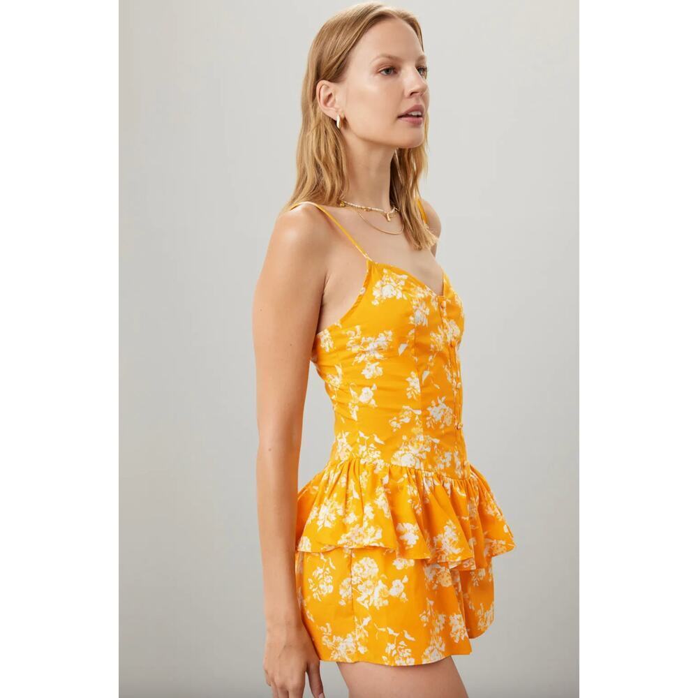 CAROLINE CONSTAS Orange floral cotton Arlette Romper SZ S - Picture 2 of 13